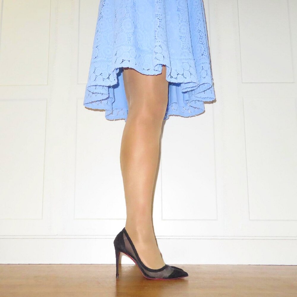 Kris & Jessy Black Suede Leather & Mesh High Heel Stiletto Pumps US 8.5 - Picture 2 of 14